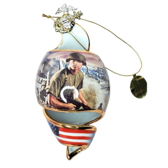 Vintage Heirloom Porcelain 2002 Bradford Editions Saipan U.S. Marines Ornament